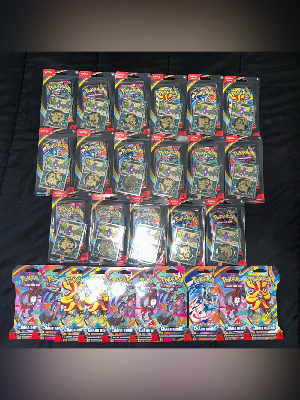 Pokemon Chaos Rising Lot of 27 Sealed, 17 One Pack Blisters 10 Booster Sleeves